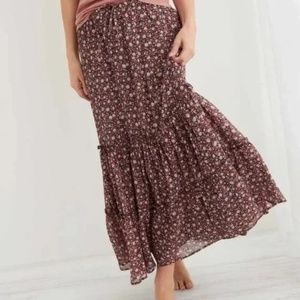 AERIE Garden Party Tiered Maxi Skirt